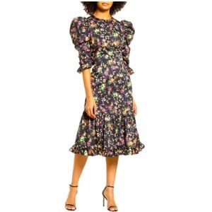 Black Halo Nadir Floral Cotton A-Line Dress NWT Size 10